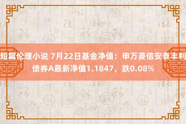 短篇伦理小说 7月22日基金净值：申万菱信安泰丰利债券A最新净值1.1847，跌0.08%