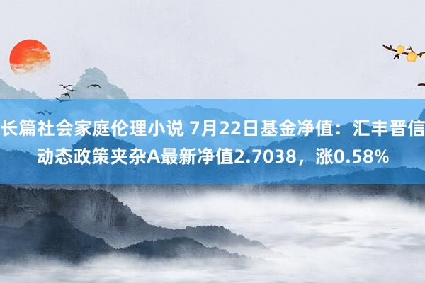 长篇社会家庭伦理小说 7月22日基金净值：汇丰晋信动态政策夹杂A最新净值2.7038，涨0.58%