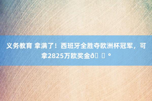 义务教育 拿满了！西班牙全胜夺欧洲杯冠军，可拿2825万欧奖金?