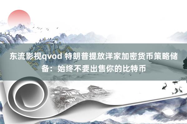 东流影视qvod 特朗普提放洋家加密货币策略储备：始终不要出售你的比特币