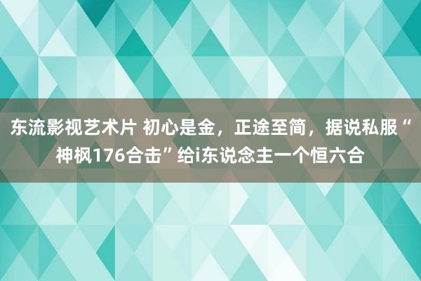 东流影视艺术片 初心是金，正途至简，据说私服“神枫176合击”给i东说念主一个恒六合