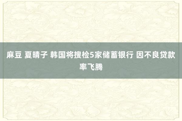 麻豆 夏晴子 韩国将搜检5家储蓄银行 因不良贷款率飞腾