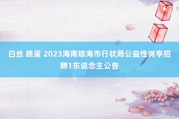 白丝 跳蛋 2023海南琼海市行状局公益性岗亭招聘1东说念主公告