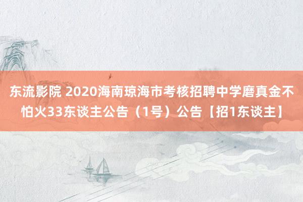 东流影院 2020海南琼海市考核招聘中学磨真金不怕火33东谈主公告（1号）公告【招1东谈主】